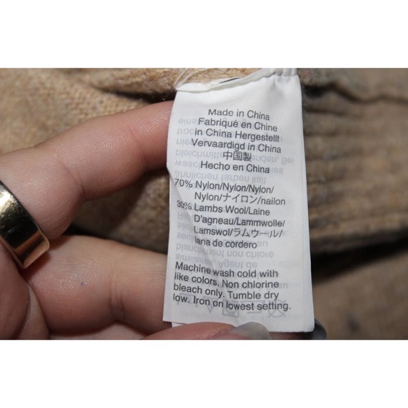 Women's J. Crew Tan Brown Nylon Lambs Wool Crewneck Long Sleeve Sweater Size M - Picture 4 of 9